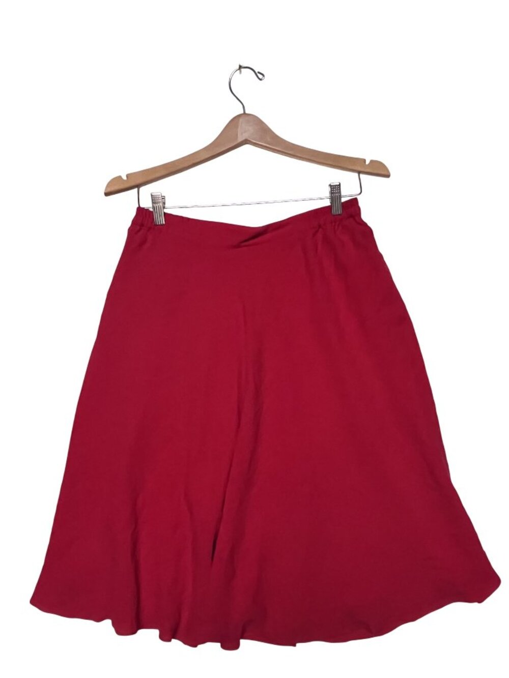 Vintage Women's Timeless Classic Old Money Red Silk Midi Skirt Size 10